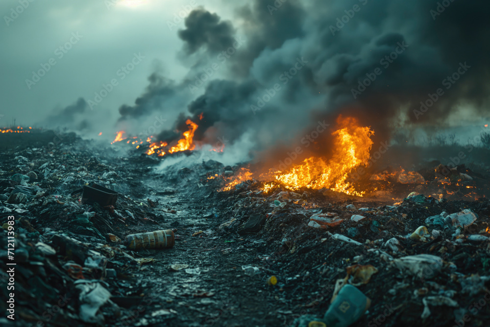 Fototapeta premium The pollution that comes from trash burning.