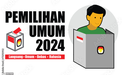 Indonesia Election Day concept.  (translation text kpu, pilpres, serentak PEMILU = election). 3D Render