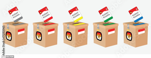 Indonesia Election Day concept.  (translation text kpu, pilpres, serentak PEMILU = election). 3D Render