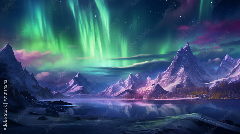 Photo Realistic Arctic Aurora Borealis iceland