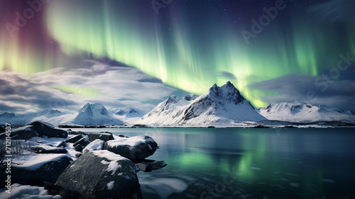 Photo Realistic Arctic Aurora Borealis winter © BornHappy