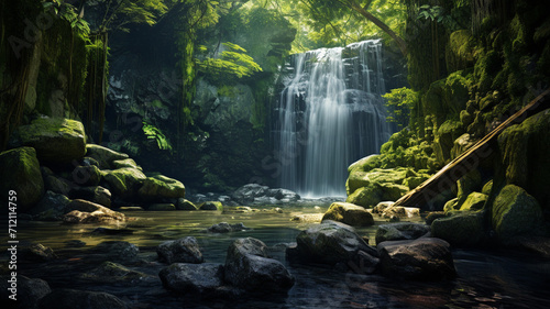 Photo Realistic Deep Forest Waterfall © BornHappy
