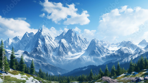 Photo Realistic Majestic Rocky Mountain Range © BornHappy