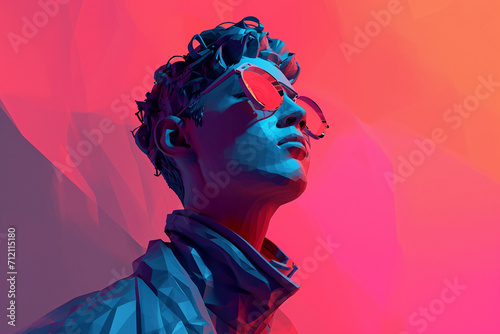 Human portrait game background style 3d stylish illustration