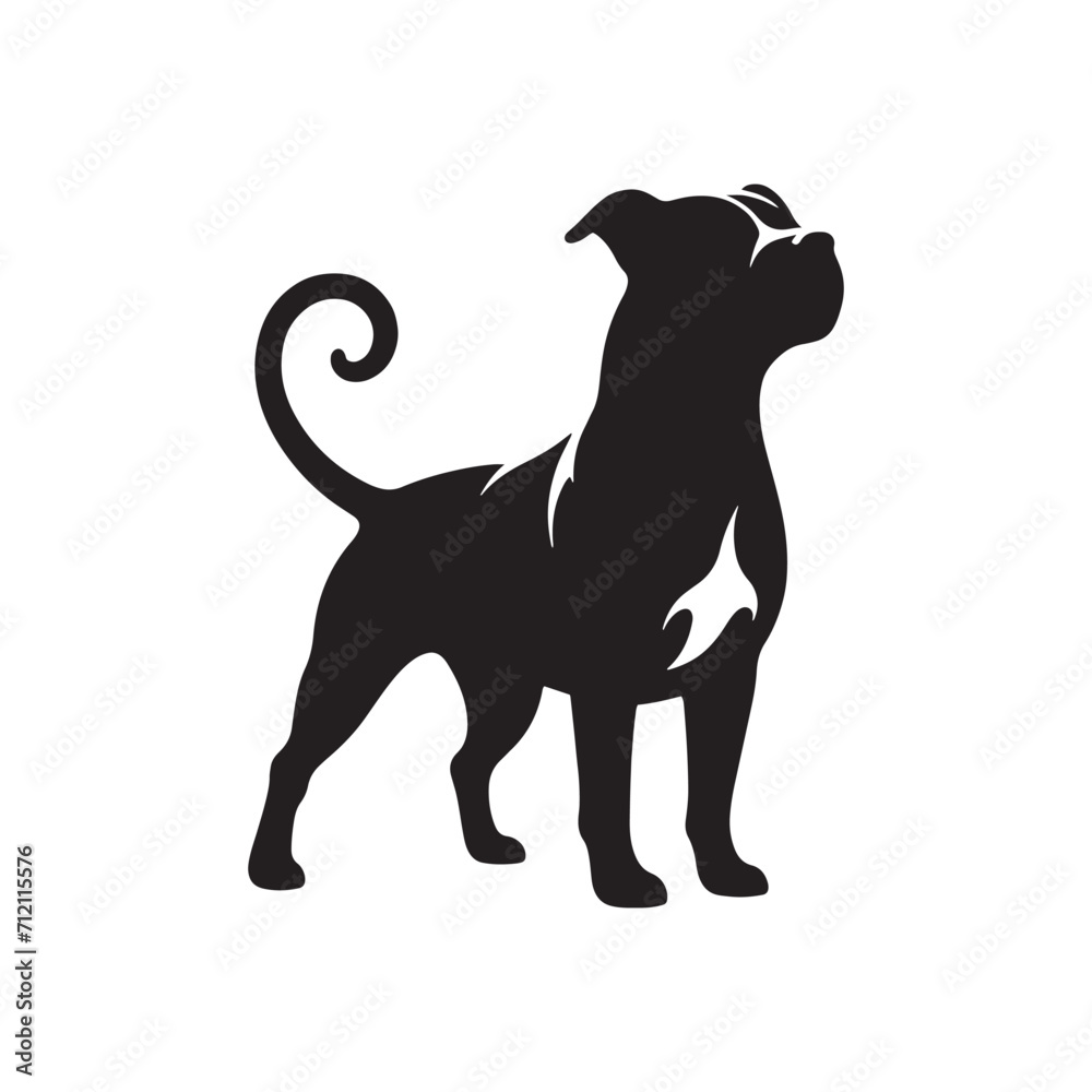 Dynamic Canine Energy: Pitbull Dog Silhouette Collection Illustrating the Active and Playful Spirit - Monster Dog Silhouette - Powerful Pitbull Vector
