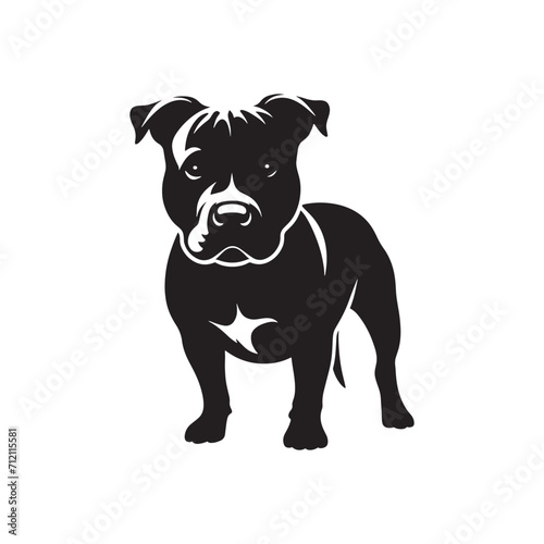 Vigilant Shadows  Pitbull Dog Silhouette Showcase Representing the Alertness and Watchful Nature of this Breed - Monster Dog Silhouette - Powerful Pitbull Vector 