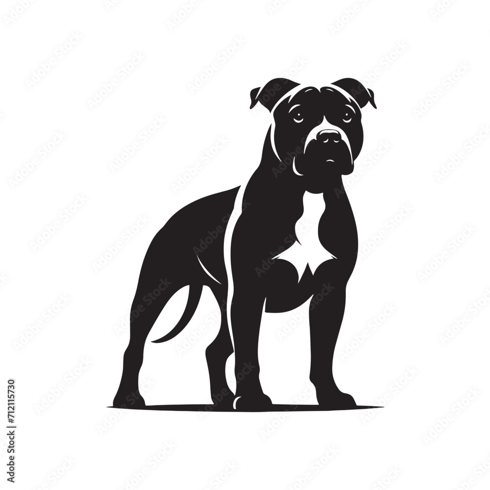 Loyal Guardian: A Series of Pitbull Silhouettes Emanating the Faithful Nature of this Trusty Companion - Dog Silhouette - Pitbull Vector
