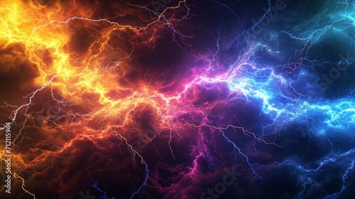 lightning strike colored 3d rendering element