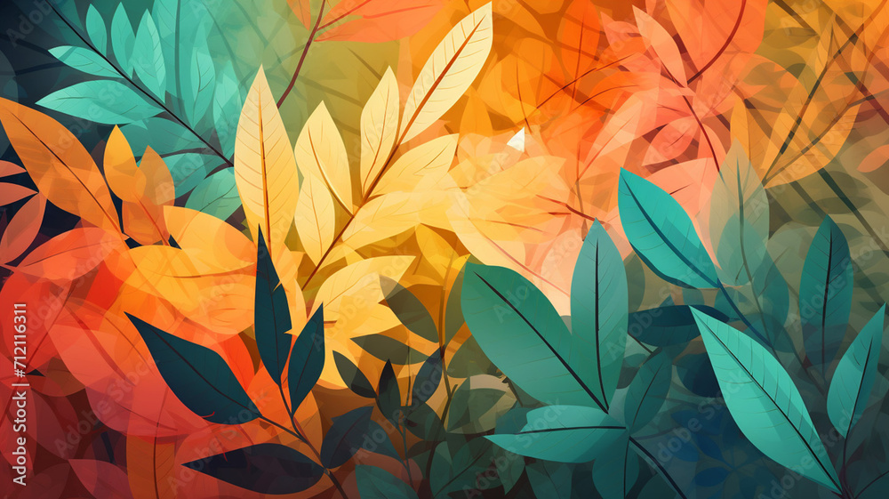 Flat Illustration Abstract Leaf Collage A flat design nature