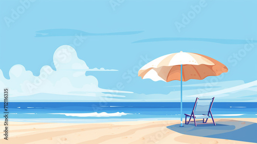 Flat Illustration Minimalist Beach Scene A flat design sky