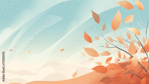 Flat Illustration Leaves in the Wind A flat design falling