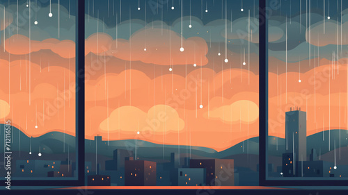 Flat Illustration Raindrops on Window A flat design weather