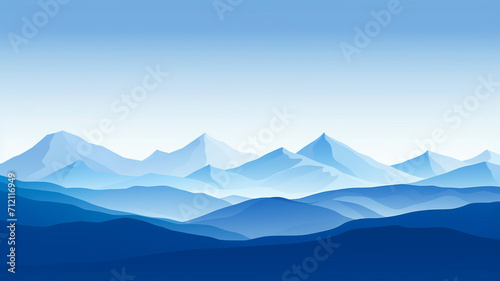 Papercut Style Minimalist Mountain Landscape background © BornHappy