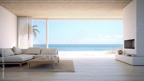 Photo Realistic Minimalist Beach House Interior © BornHappy