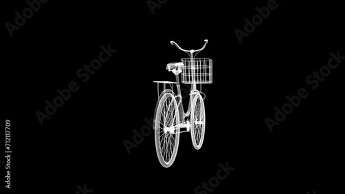 Cycle, Bicycle, Bike in Hologram Wireframe Style. 3d model. HUD. Loop video.
