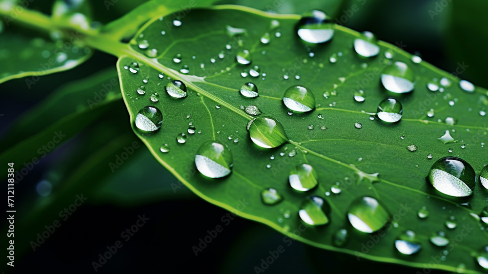 Photo Realistic Water Drops on Leaf A realistic photo