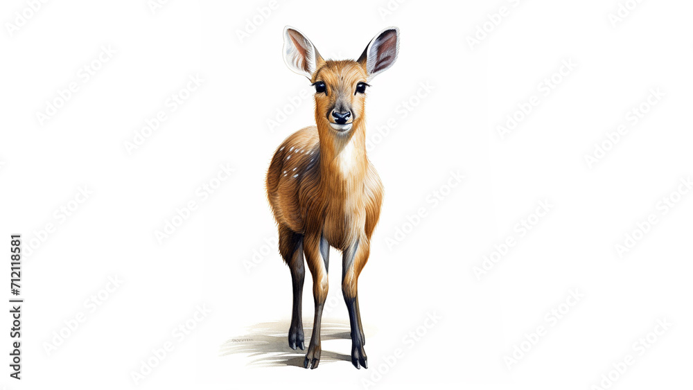 Reeves's muntjac, no background, white background