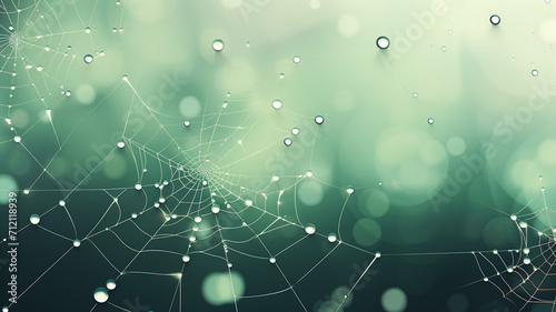 Vector Illustration Dewdrops on Spiderweb A minimalist