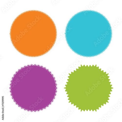 Starburst sticker. Vector. Star burst price icon. Round sale tag badge. Circle sale buttons. Sunburst label isolated on white background. Set red shapes. Color illustration. eps 10