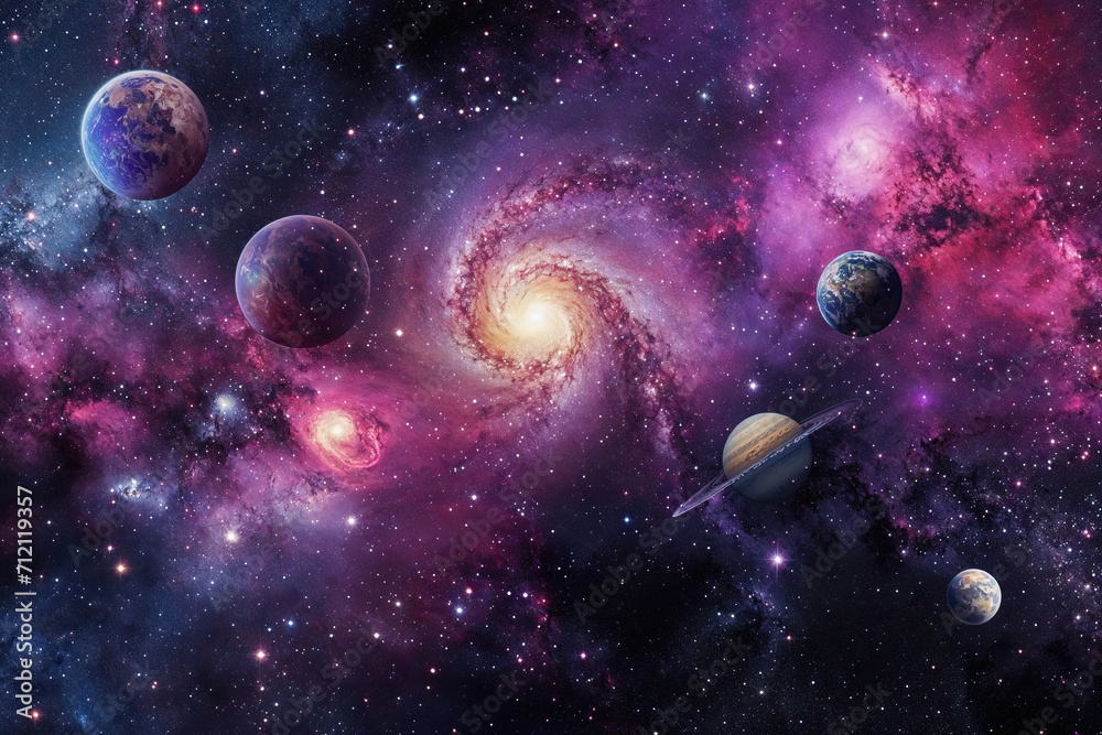 Cosmic background with stars, planets and constellations Cosmic background with stars, planets and constellations