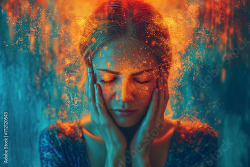 Abstract Artistic Portrait with Elemental Colors