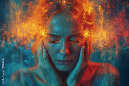 Abstract Artistic Portrait with Elemental Colors