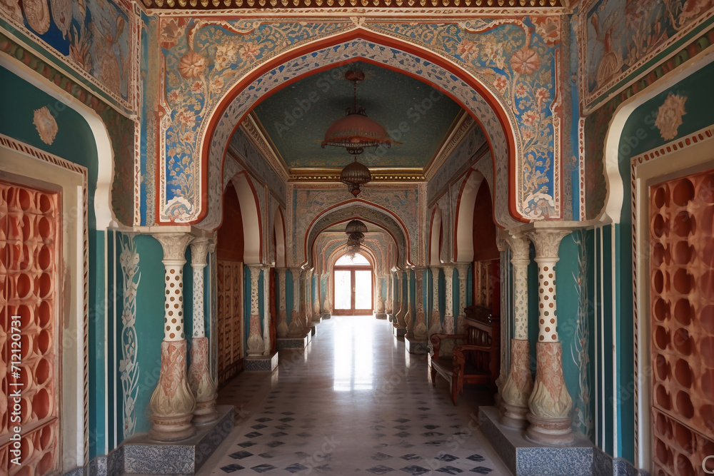 Entrance to the Indian Palace. Excursion in Indian palaces.