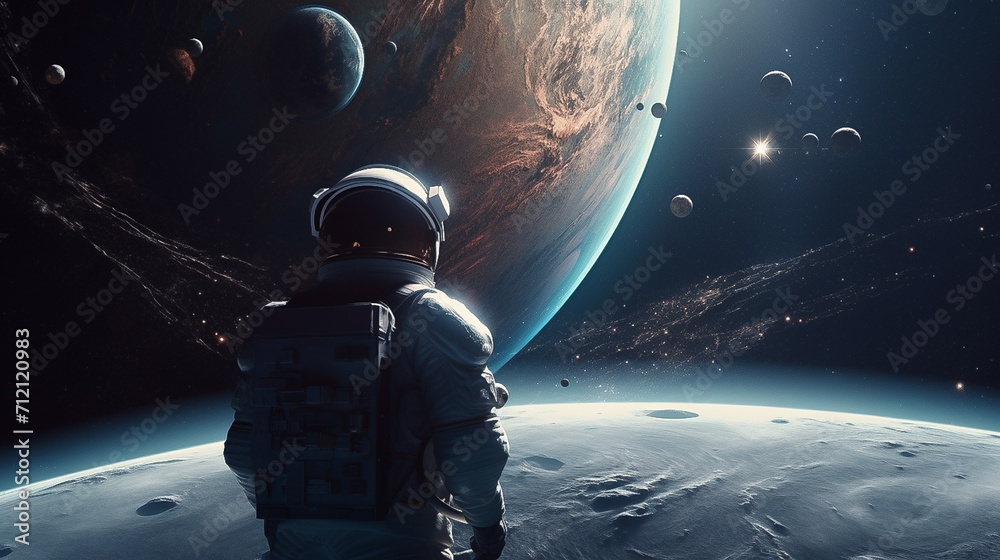 An astronaut in space - obrazy, fototapety, plakaty 