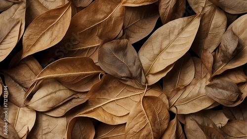 Beautiful seamless pattern of dried leaves from Generative AI photo