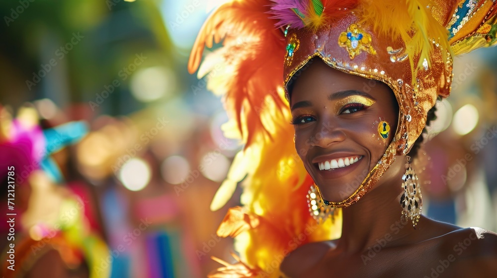 Brazilian Carnival costume wearing girl. Brazilian Carnival costume wearing girl.