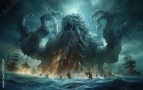 Monster kraken from deep of the sea