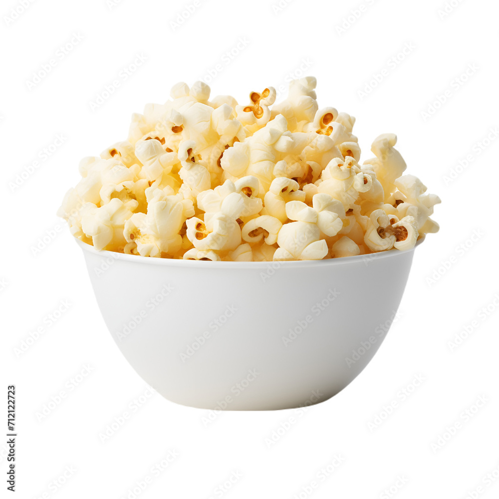 Close-up of a bowl of popcorn isolated on a white background. Close-up of a bowl of popcorn isolated on a white background.