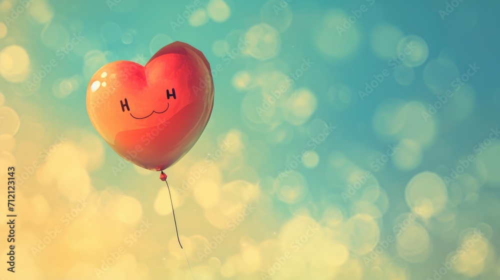 A cute heart shape balloon in a natural background, Valentines day