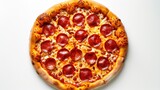 A pizza on white background. top view
