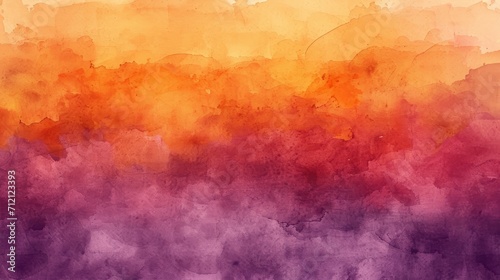 abstract watercolor background sunset sky orange purple