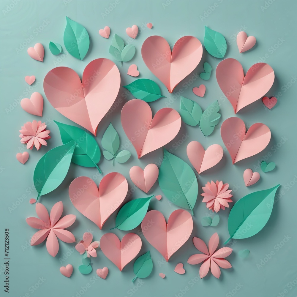 Heart paper romance design. valentine pastel colour decoration. pink concept card.AI generates illustrations. abstract design creative beautiful wallpaper. invitation wedding card. romantic decoration