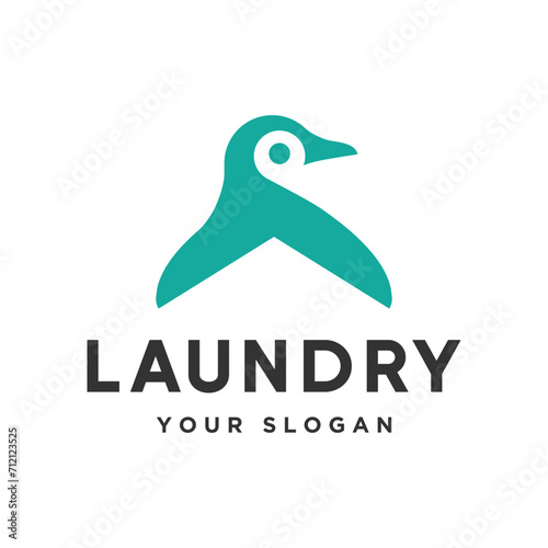 Clothes hanger logo in the shape of a bird, on a white background, vector eps 10