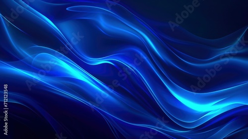 Black dark azure cobalt sapphire blue abstract background. Color gradient. Geometric shape. Wave  wavy curved line. Rough grunge grain noise. Light neon metallic shine shimmer bright. Design