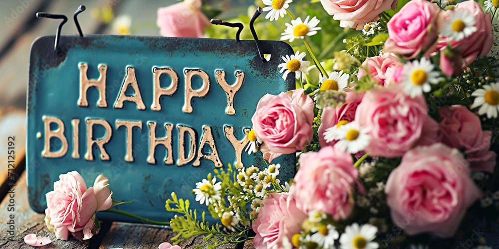 herzliche Geburtstagswünsche mit Blumen Stock Photo Adobe Stock