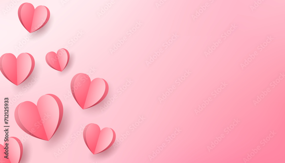 Vector symbols of love for Happy Women s, Mother s, Valentine s Day, birthday greeting card design on pink background.