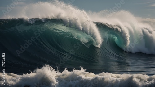 lose up of giant tsunami waves on the ocean from Generative AI
