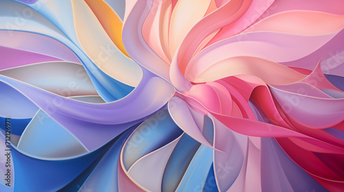 abstract background with multicolored curved lines in the form of a flower. 3d rendering, abstract background with colorful flowers,