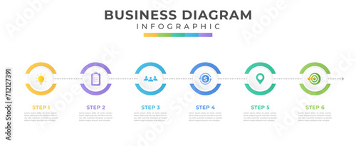 Infographic template with icons and 6 options or steps.