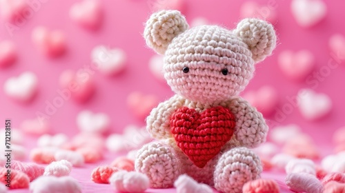 A Picture of a Crocheted Cute Bear, Ai Generated
