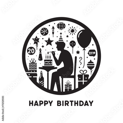 Radiant Revelry: Party Silhouette Shining in a Luminous Celebration - Party Silhouette - Celebration Vector




