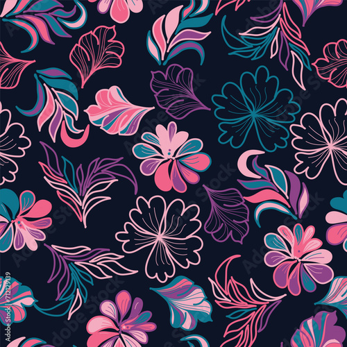 Floral seamless pattern. Vector illustration. Design for banner, poster, card, invitation and scrapbook. 