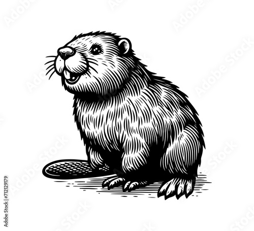 Beaver hand drawn illustration vector graphic asset