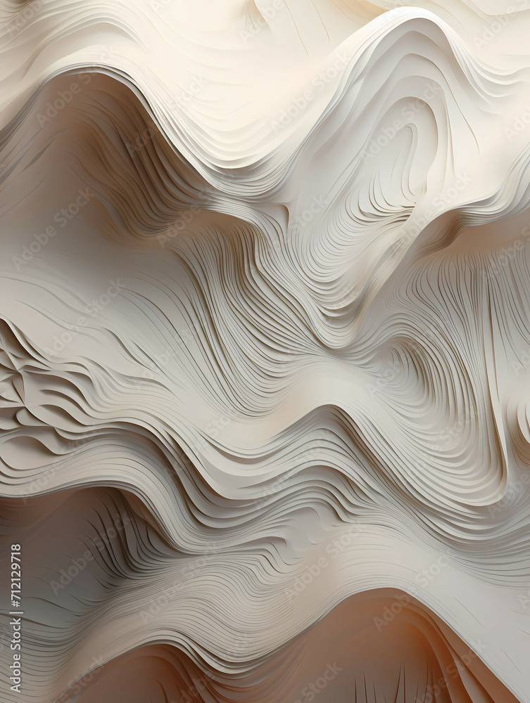 Handmade Wall Art, A White And Grey Wavy Lines Handmade Wall Art, A White And Grey Wavy Lines