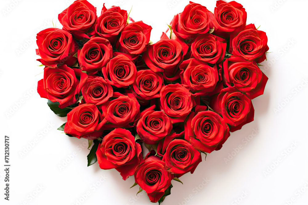 red heart of Red Roses on white background red heart of Red Roses on white background