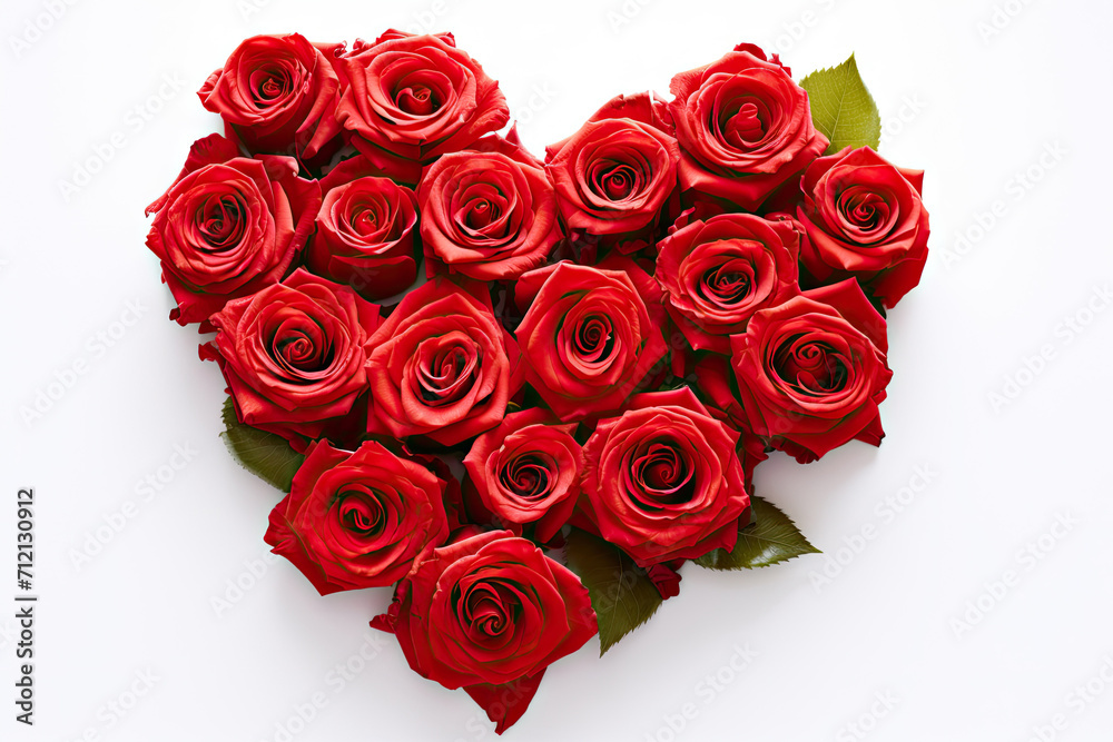 red heart of Red Roses on white background red heart of Red Roses on white background